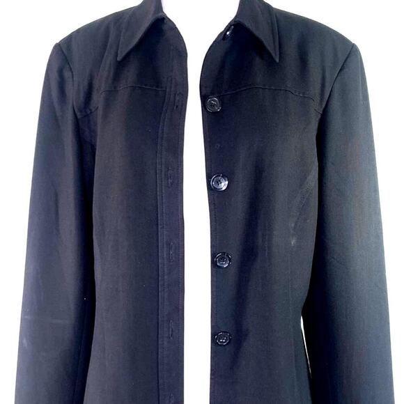 Liz Claiborne Long Sleeve Button Down Shirt Jacket Shacket Size 10 Black - Picture 3 of 12